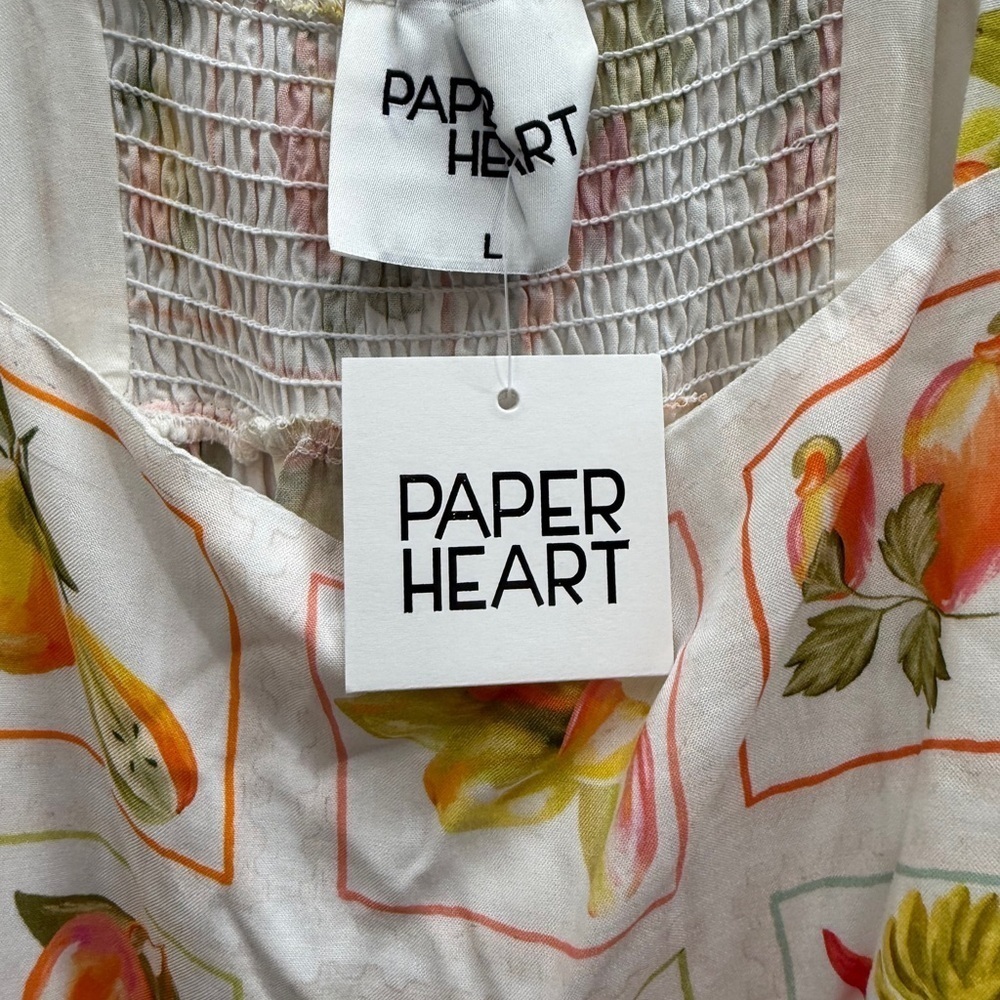 Paper Heart Women's Maxi Dress Size Large White Fruit Print Summer Sleeveless - Picture 6 of 8